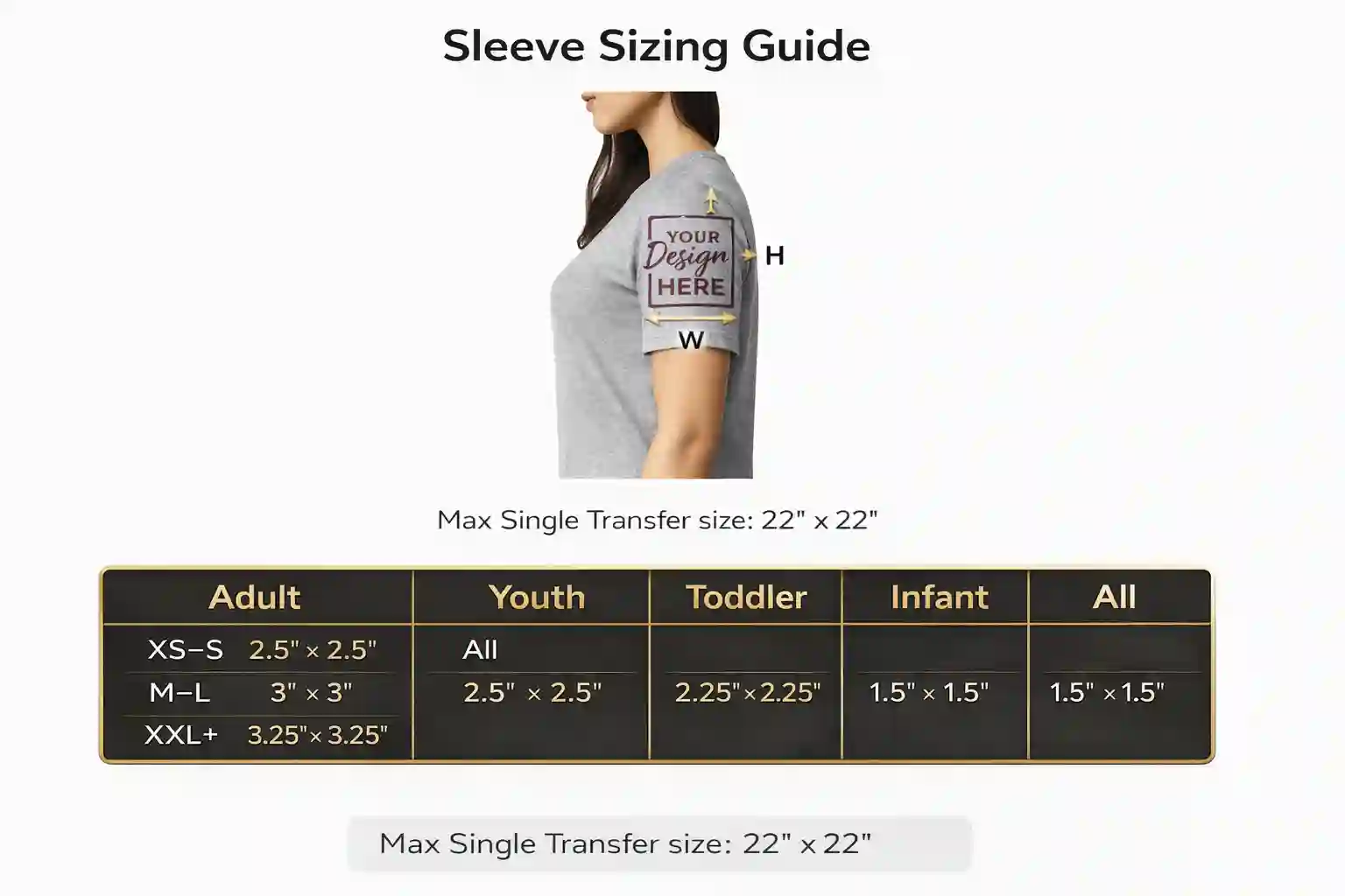 Back collar print sizing guide