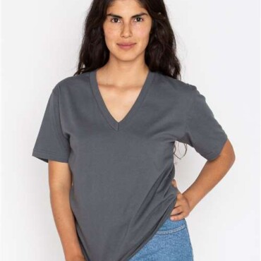 Unisex USA-Made Fine Jersey V-Neck T-Shirt