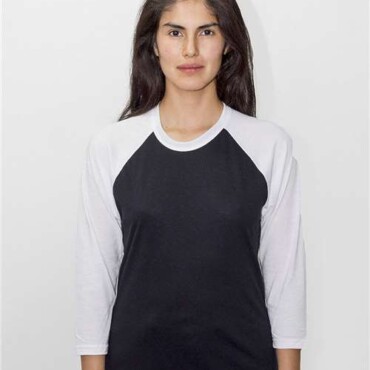Unisex USA-Made Three-Quarter Sleeve Raglan Baseball T-Shirt