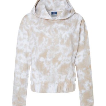 Women's Sueded Fleece Tie-Dyed Crop Hooded Sweatshirt
