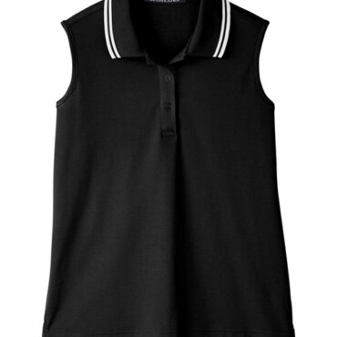 Women's CrownLux Performance® Plaited Tipped Sleeveless Polo
