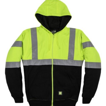 Men's Hi-Vis Class 3 Color Block Full-Zip Hooded Sweatshirt