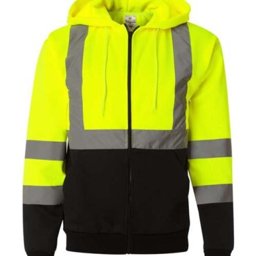 Unisex Hi-Vis Full-Zip Hooded Sweatshirt
