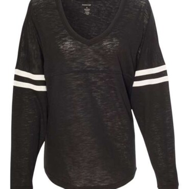 Women’s Slub Jersey Varsitee V-Neck Long Sleeve T-Shirt