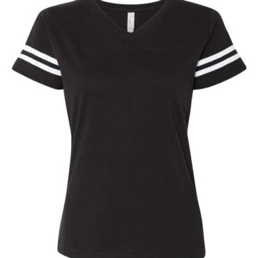 Women's Football V-Neck Fine Jersey Tee
