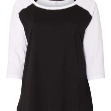 Women's Curvy Collection Baseball Three-Quarter Sleeve Tee