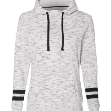 Women’s Mélange Fleece Striped-Sleeve Hooded Sweatshirt
