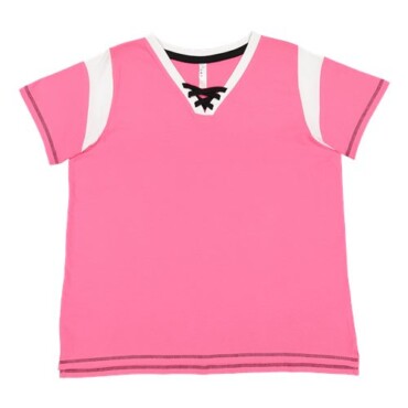 Women's Curvy Lace Up Fine Jersey Tee