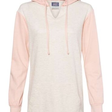 Women’s French Terry Hooded Pullover with Colorblocked Sleeves