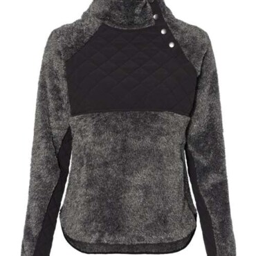 Women's Quilted Fuzzy Fleece Snap Placket Pullover